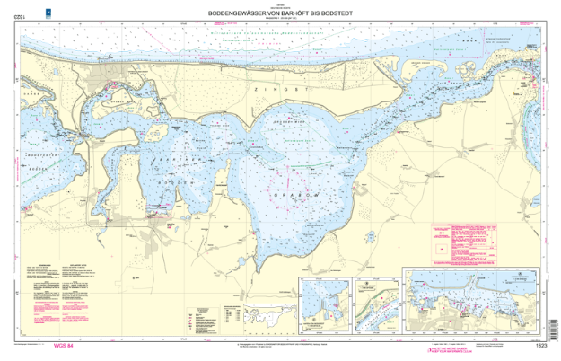 Duitse kaart 1623 - Boddengewässer von Barhöft bis Bodstedt